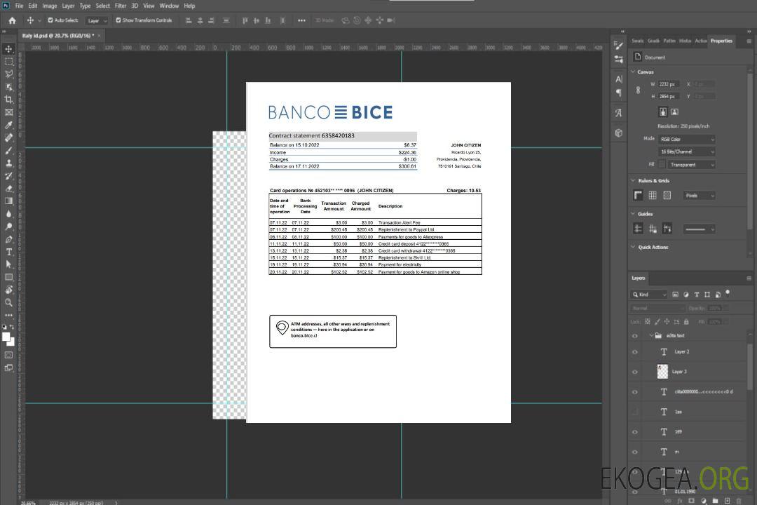 Modèle de relevé bancaire Chili Banco Bice, format Excel et PDF template Modèle de relevé bancaire Chili Banco Bice, format Excel et PDF template
